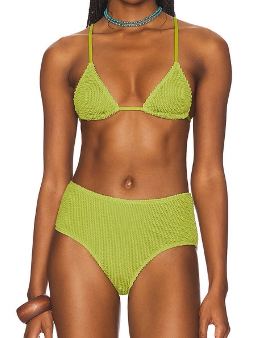 NWT! WeWoreWhat Citron Green Textured High-Waist Bikini Set